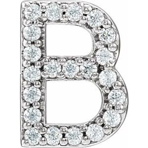 14K White .08 CTW Natural Diamond Initial B Earring