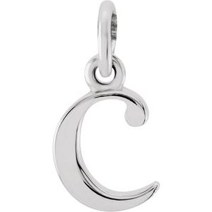 14K White Lowercase Initial C Pendant