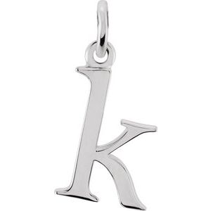 14K White Lowercase Initial K Pendant