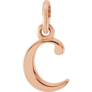 14K Rose Lowercase Initial C Pendant