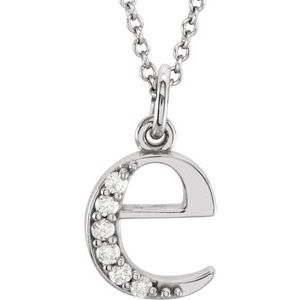 14K White .03 CTW Natural Diamond Lowercase Initial E 16" Necklace