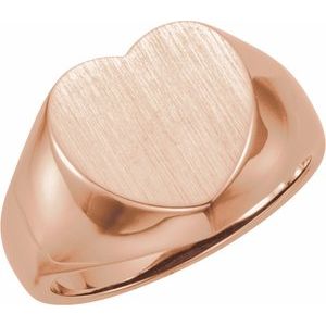 14K Rose Heart Signet Ring