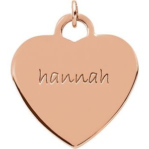 14K Rose Posh Mommy® Engravable Heart Pendant