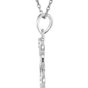 14K White .025 CTW Natural Diamond Initial M 18" Necklace