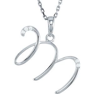 14K White .025 CTW Natural Diamond Initial M 18" Necklace