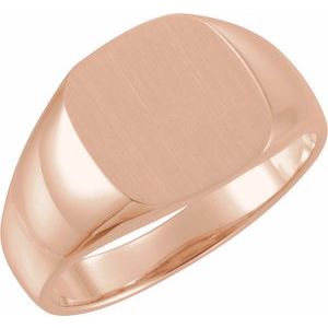 14K Rose 12 mm Square Signet Ring