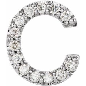 14K White .05 CTW Natural Diamond Initial C Earring