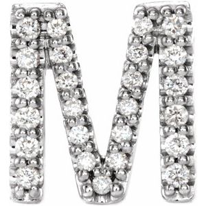 14K White .07 CTW Natural Diamond Initial M Earring