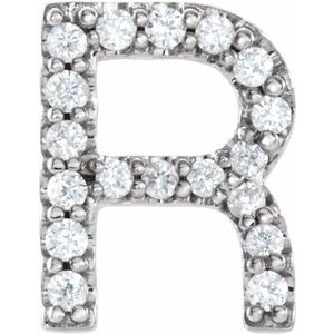 14K White .06 CTW Natural Diamond Initial R Earring