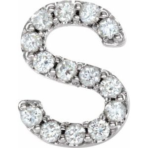 14K White .05 CTW Natural Diamond Initial S Earring