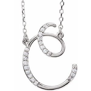 14K White .08 CTW Natural Diamond Initial C 16" Necklace