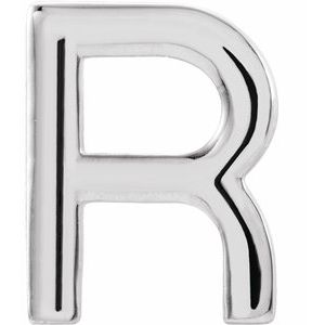 14K White Single Initial R Earring