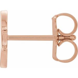 14K Rose Single Initial C Earring