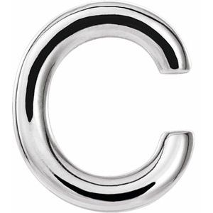 14K White Single Initial C Earring