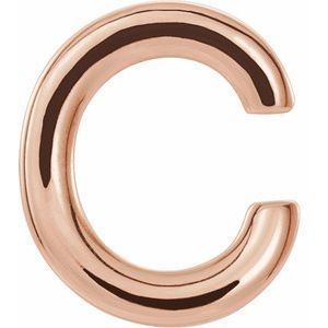 14K Rose Single Initial C Earring