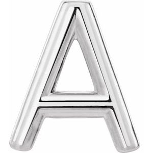 14K White Single Initial A Earring